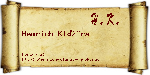 Hemrich Klára névjegykártya